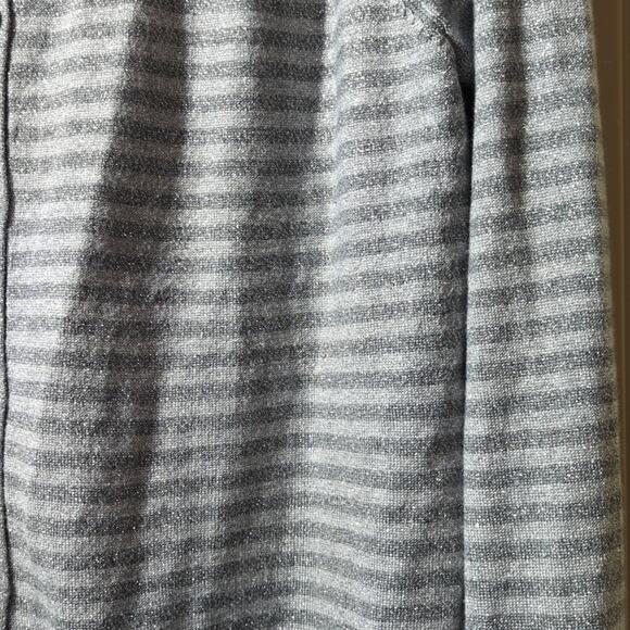 Lane Bryant Silver Metallic Striped Cardigan Wide Ribbed Hem and Cuffs Sz 18-20 - Picture 2 of 9